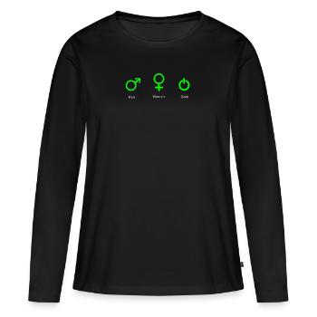 Geek - T-shirt manches longues Premium bio Femme - noir - Devant - Julia (174cm)
