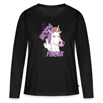 2 Words 1 Finger Horse - Unicorn Fuck You - Women's Premium Organic Long Sleeve Shirt - black - Front - Julia (174cm)