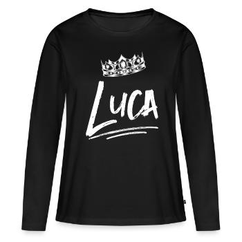 Luca - T-shirt manches longues Premium bio Femme - noir - Devant - Julia (174cm)