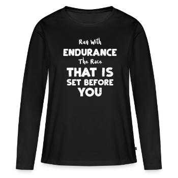 Courez avec endurance La course qui... - T-shirt manches longues Premium bio Femme - noir - Devant - Julia (174cm)