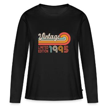 1995 anniversaire Né en 1995 - T-shirt manches longues Premium bio Femme - noir - Devant - Julia (174cm)