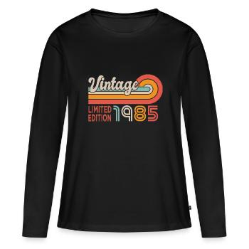 1985 anniversaire Né en 1985 - T-shirt manches longues Premium bio Femme - noir - Devant - Julia (174cm)