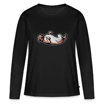 Rhodesian Ridgeback Yoga Rhodesian Ridgebacks - T-shirt manches longues Premium bio Femme - noir - Devant - Julia (174cm)