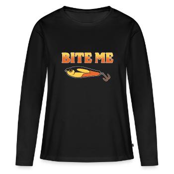 Bite Me Fischer - Frauen Premium Bio Langarmshirt - Schwarz - Vorne - Julia (174cm)