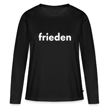 Frieden - Frauen Premium Bio Langarmshirt - Schwarz - Vorne - Julia (174cm)