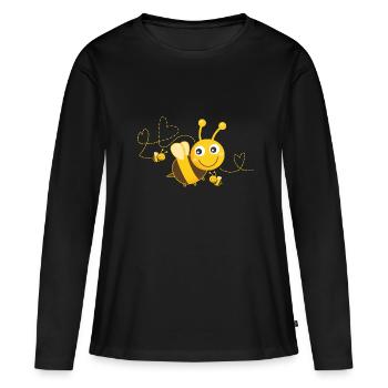 Abeilles abeilles abeille Abeille heureuse - T-shirt manches longues Premium bio Femme - noir - Devant - Julia (174cm)