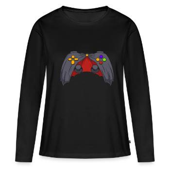 Manette de jeu Dracula d’Halloween - T-shirt manches longues Premium bio Femme - noir - Devant - Julia (174cm)