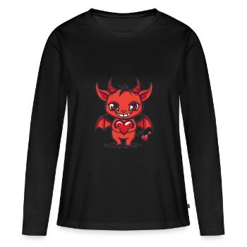 Petit diable avec du cœur - T-shirt manches longues Premium bio Femme - noir - Devant - Julia (174cm)