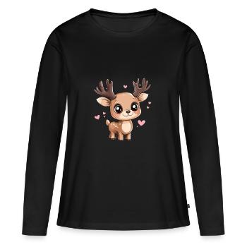 Fauve avec des cœurs - T-shirt manches longues Premium bio Femme - noir - Devant - Julia (174cm)