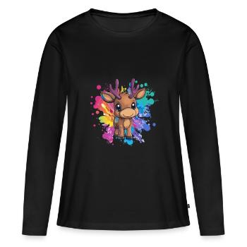 Fauve sur l’explosion de couleurs - T-shirt manches longues Premium bio Femme - noir - Devant - Julia (174cm)