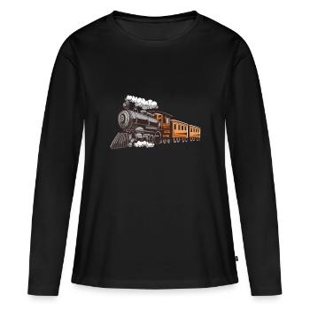 Dampflok auf Tour - Frauen Premium Bio Langarmshirt - Schwarz - Vorne - Julia (174cm)