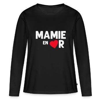 Mamie En Or De Mon Coeur Citation Tendresse - T-shirt manches longues Premium bio Femme - noir - Devant - Julia (174cm)