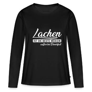 Le rire est le meilleur remède, sauf pour la diarrhée - T-shirt manches longues Premium bio Femme - noir - Devant - Julia (174cm)