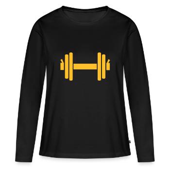 Haltère - T-shirt manches longues Premium bio Femme - noir - Devant - Julia (174cm)