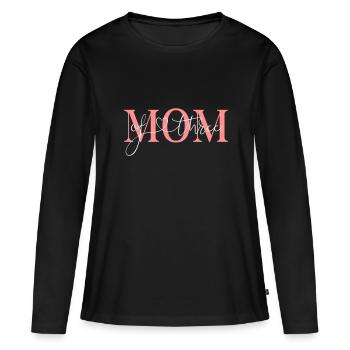Maman de trois enfants! -personnalisable - T-shirt manches longues Premium bio Femme - noir - Devant - Julia (174cm)
