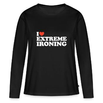 I love Extreme Ironing Heart Shirt - Women's Premium Organic Long Sleeve Shirt - black - Front - Julia (174cm)
