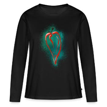 Cuisine Mexique / Chilly - T-shirt manches longues Premium bio Femme - noir - Devant - Julia (174cm)