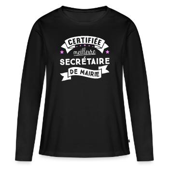 Secrétaire de mairie cadeau pour secrétaire - T-shirt manches longues Premium bio Femme - noir - Devant - Julia (174cm)