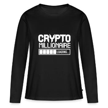 Crypto Millionaire Loading s’il vous plaît attendre Bitcoin - T-shirt manches longues Premium bio Femme - noir - Devant - Julia (174cm)