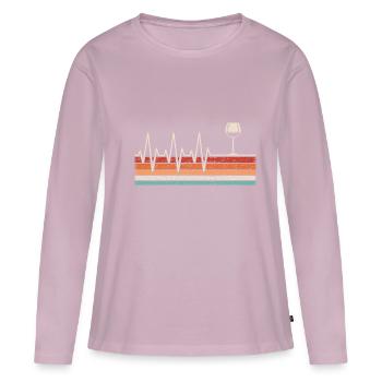 Verre à vin Heartbeat - T-shirt manches longues Premium bio Femme - rose poudré - Devant - Julia (174cm)