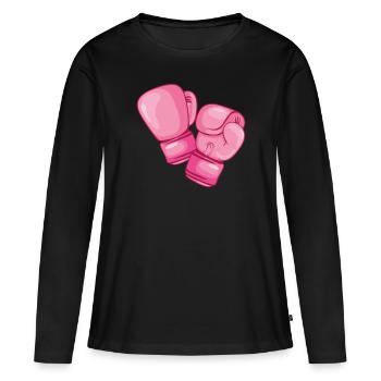 Boxe Combat de poing rose boxe punch cadeau - T-shirt manches longues Premium bio Femme - noir - Devant - Julia (174cm)