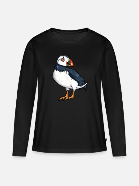 Island Flagge Papageientaucher Geschenk - Frauen Premium Bio Langarmshirt - Schwarz