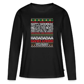 Monica Monica Happy Hanukkah Happy Santa - Women's Premium Organic Long Sleeve Shirt - black - Front - Julia (174cm)