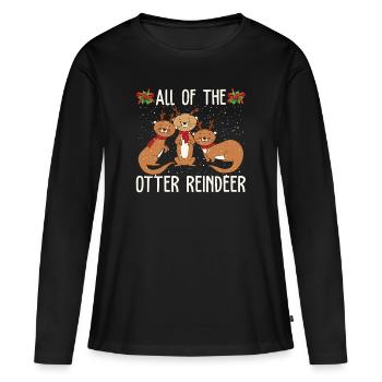All Of The Otter Reindeer Funny Christmas Otter - Frauen Premium Bio Langarmshirt - Schwarz - Vorne - Julia (174cm)