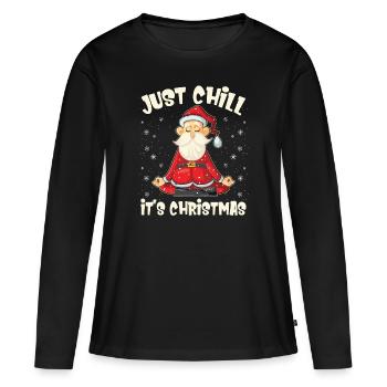 Juste Chill It’s Christmas Funny Yoga Meditation - T-shirt manches longues Premium bio Femme - noir - Devant - Julia (174cm)