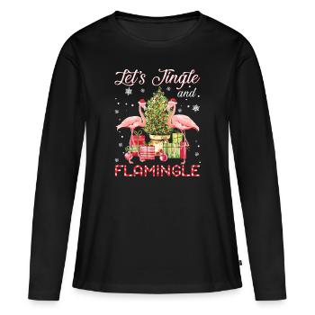 Let’s Jingle And Flamingle Funny Flamingo - T-shirt manches longues Premium bio Femme - noir - Devant - Julia (174cm)