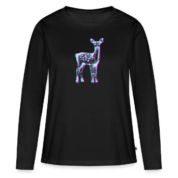 Reh in Neon Glitch - Frauen Premium Bio Langarmshirt - Schwarz - Vorne - Julia (174cm)
