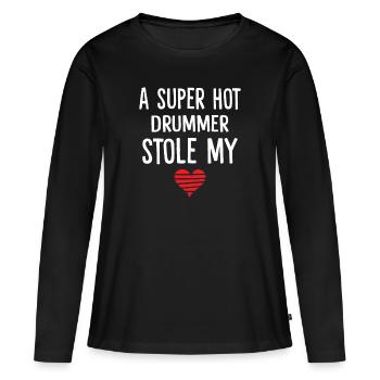 Un batteur super chaud a volé mon coeur Funny Girls - T-shirt manches longues Premium bio Femme - noir - Devant - Julia (174cm)