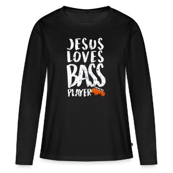 Jesus Loves Bass Players Funny Guitar Bass Playing - T-shirt manches longues Premium bio Femme - noir - Devant - Julia (174cm)