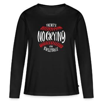 Il n'y a pas de larmes au baseball - T-shirt manches longues Premium bio Femme - noir - Devant - Julia (174cm)