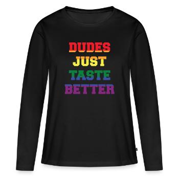 Dudes Just Taste Better LGBT Pride - T-shirt manches longues Premium bio Femme - noir - Devant - Julia (174cm)