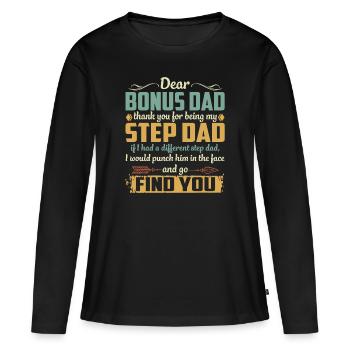 Cher papa bonus, merci d'être mon beau-père - T-shirt manches longues Premium bio Femme - noir - Devant - Julia (174cm)