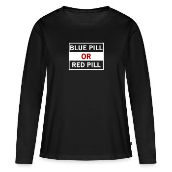 Blue Pill Red Pill - pilule bleue ou pilule rouge - T-shirt manches longues Premium bio Femme - noir - Devant - Julia (174cm)