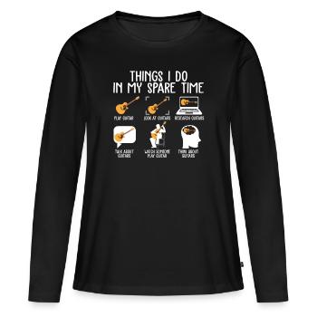 Things I Do In My Spare Time Guitar Player T Shirt - T-shirt manches longues Premium bio Femme - noir - Devant - Julia (174cm)