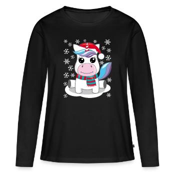 Unicorn Christmas gift Christmas present - Women's Premium Organic Long Sleeve Shirt - black - Front - Julia (174cm)