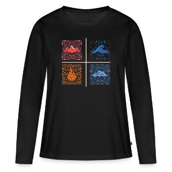 Vier Elemente - Frauen Premium Bio Langarmshirt - Schwarz - Vorne - Julia (174cm)