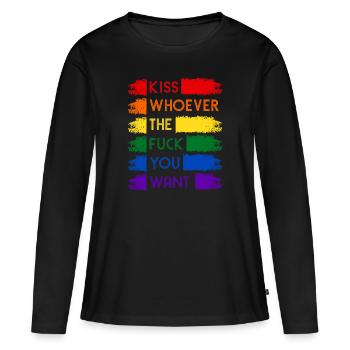 Kiss Whoever June Pride Month - T-shirt manches longues Premium bio Femme - noir - Devant - Julia (174cm)