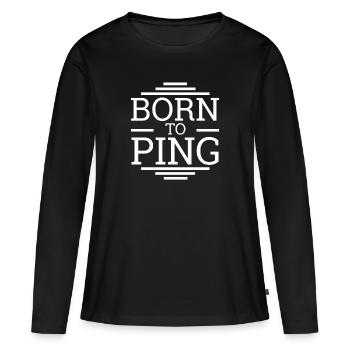 "Admin Born Ping | Admin" - Women's Premium Organic Long Sleeve Shirt - black - Front - Julia (174cm)