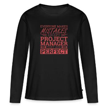 "Project Manager Perfect" | "Project Manager" - Frauen Premium Bio Langarmshirt - Schwarz - Vorne - Julia (174cm)