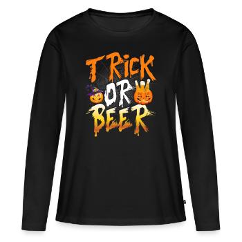 Halloween Trick Or Beer - T-shirt manches longues Premium bio Femme - noir - Devant - Julia (174cm)