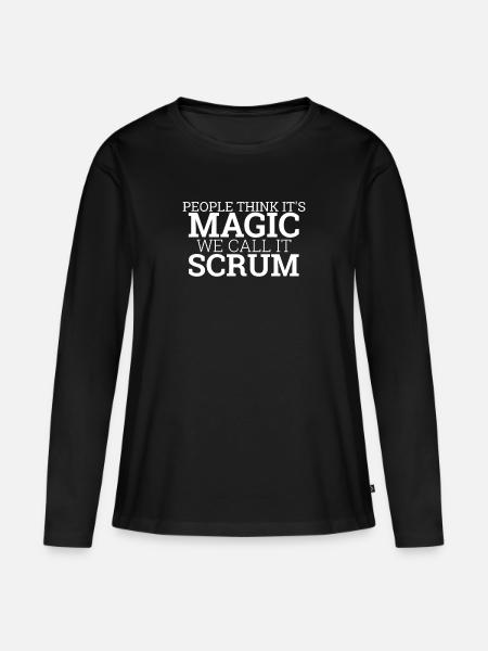 "Scrum Master Magic | "Scrum Master"" - Frauen Premium Bio Langarmshirt - Schwarz