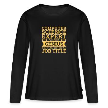 « Génie de l’expert en informatique | Informatique » - T-shirt manches longues Premium bio Femme - noir - Devant - Julia (174cm)