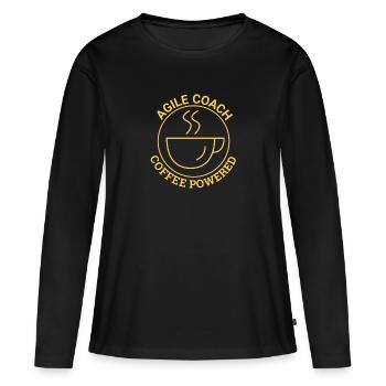 « Agile Coach Coffee | Agile » - T-shirt manches longues Premium bio Femme - noir - Devant - Julia (174cm)