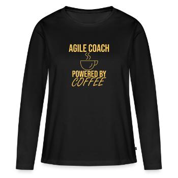 « Agile Coach Coffee | Agile » - T-shirt manches longues Premium bio Femme - noir - Devant - Julia (174cm)