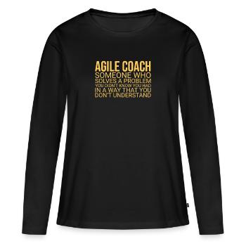 « Agile Coach Résoudre les problèmes | Agile » - T-shirt manches longues Premium bio Femme - noir - Devant - Julia (174cm)