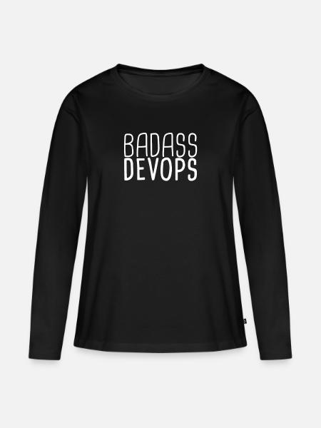 "DevOps Badass | Softwareentwicklung" - Frauen Premium Bio Langarmshirt - Schwarz